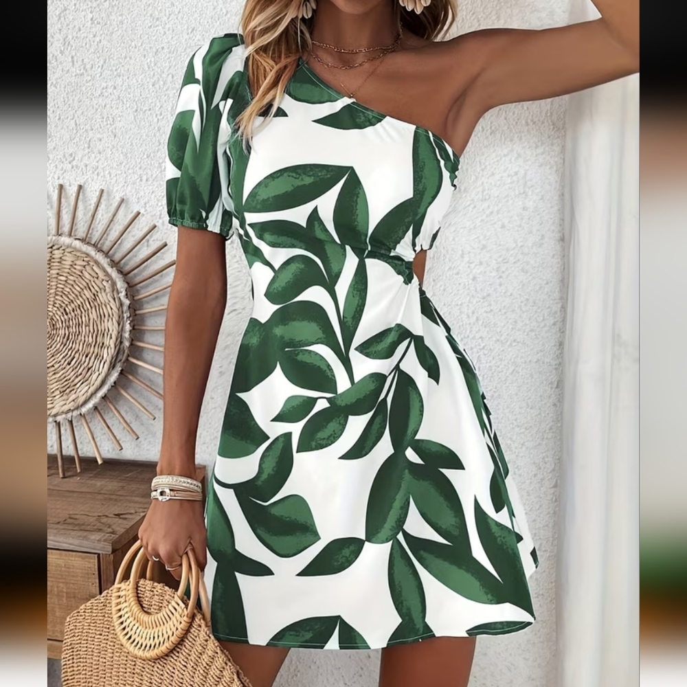 Summer Green & White Mini Dress Size XL